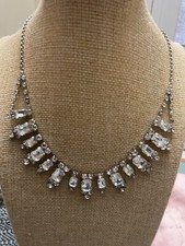 Rhinestone Necklace Choker NWT Silver Tone 18  Length