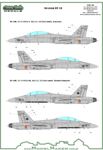 EF-18 SPANISH STANDARD MAKINGS+STENCILS - D48089 - decals - Zdjęcie 1 z 7