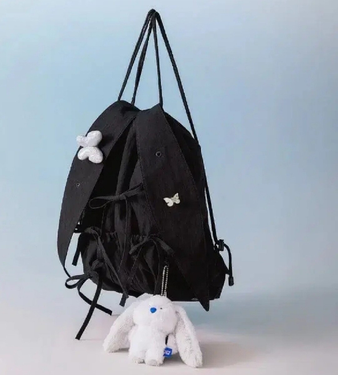 NewJeans x Coller Rabbit String Backpack Bag Black NWT | eBay