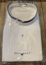Brand New Mens Neil Allyn Premium White Button Front Tux Like Shirt 2XL 36-37