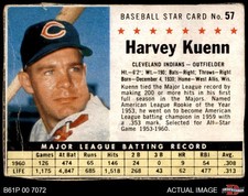 1961 Post Cereal #57 Harvey Kuenn  Hand cut - Indians SHORT-PRINT 2 - GOOD