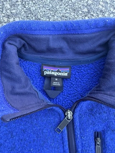 Patagonia Better Sweater Men's M Blue Fleece 1/4 Zip Pullover Stand-Up Logo image 3