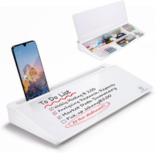 Small White Glass Desktop Whiteboard Keyboard Stand with Drawer for Desk