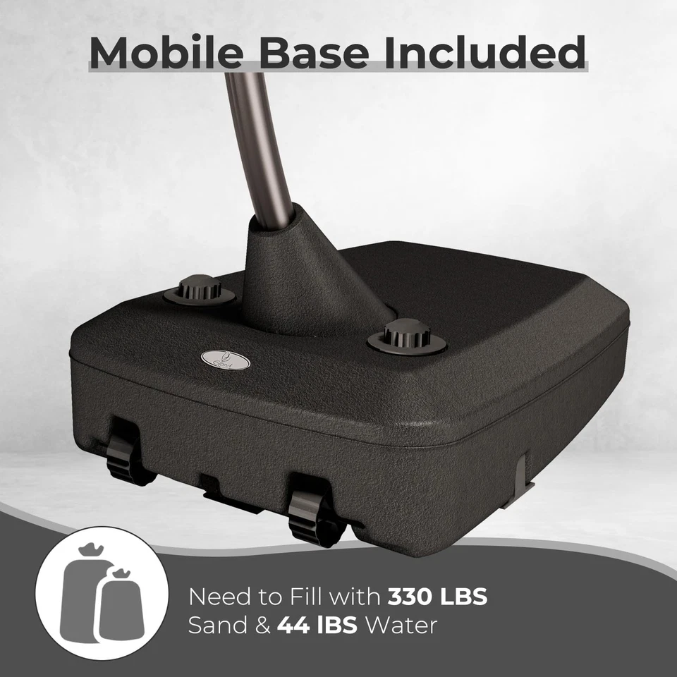 12FT Outdoor Round Offset Umbrella Large Aluminum Cantilever Umbrella with Base - Image 2 of 4