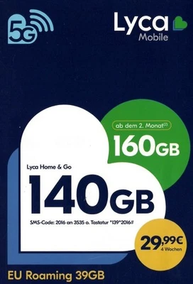 Lyca Mobile SIM bis 180GB* Lycamobile wählen Tarif Selbst wie zB Internet Türkei - Bild 1 von 3