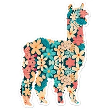 Llama Alpaca Flowers - Vinyl Decal Sticker - Car Window Laptop - ebn9145