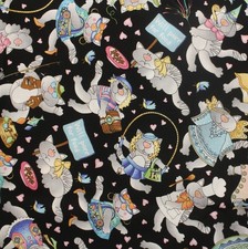 Feline Drive Fabric HAVE YOU SEEN MY KITTY Black - Fat Quarter 18"x22" FQ