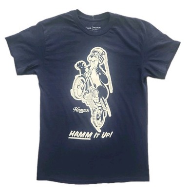 New Hamm's Beer Sasha Hamm It Up Mens Medium Soft Navy Blue Dad Tee