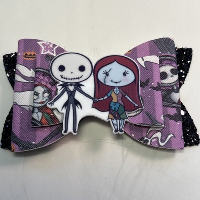 Nightmare Before Christmas Inspired Girls Hair Bow ~ Jack Skellington & Sally
