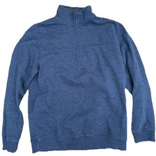 Arrow 100 Cotton Solid Steel Blue 1/4 Zip Sweater MSRP 65