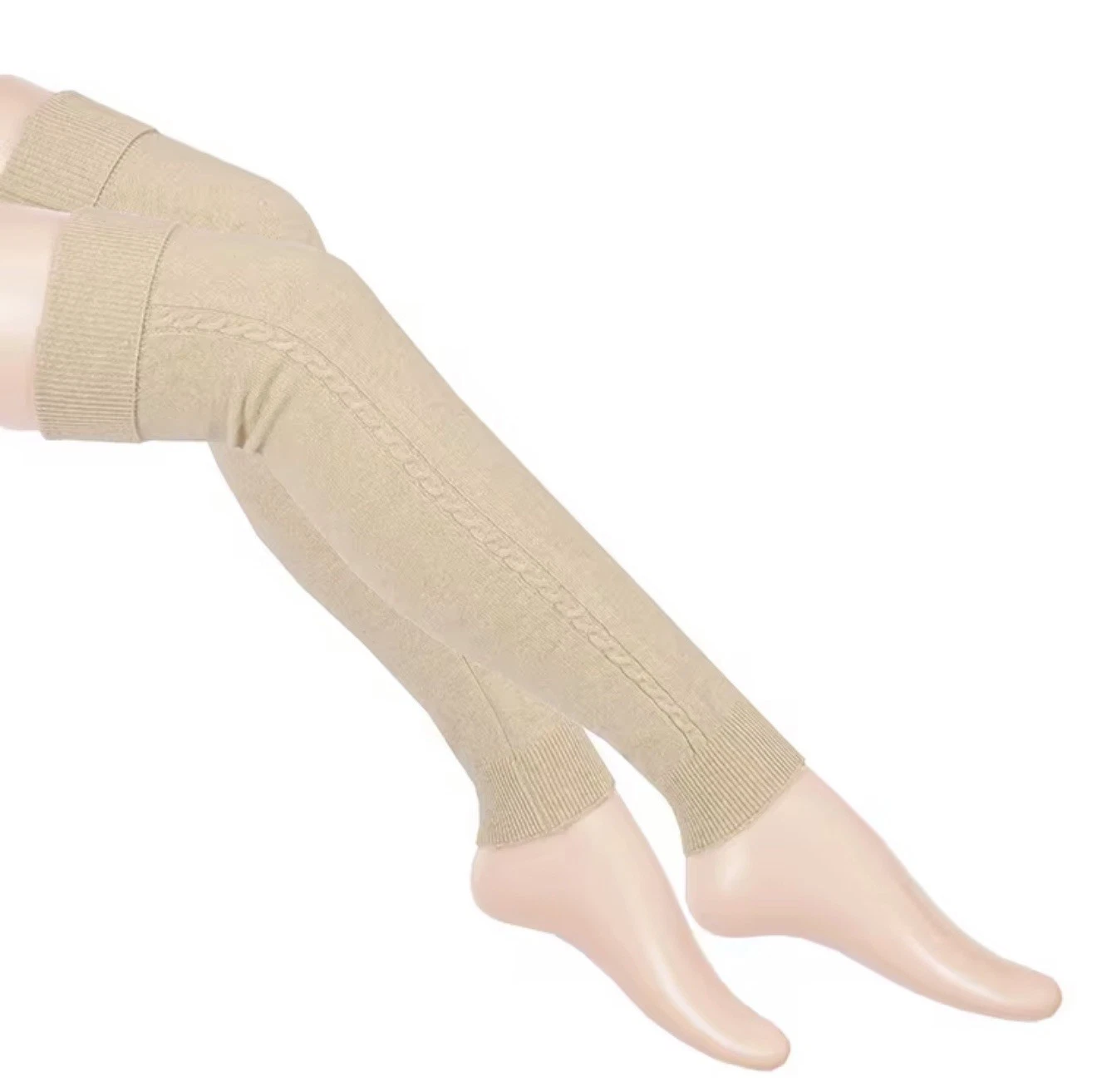 Luxurious 100% Inner Mongolian Cashmere Leg Warmers Socks Oatmeal
