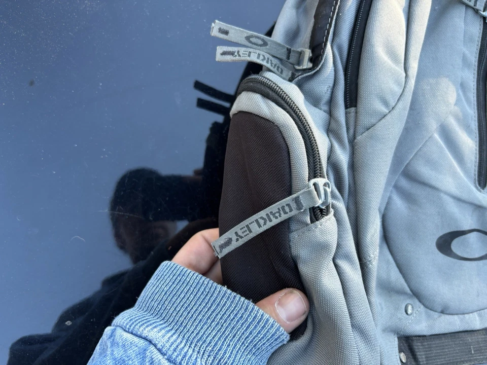 Oakley Vintage Gray Backpack Tactical Field Bag Hiking Book School Icon Laptop - Image 4 of 4