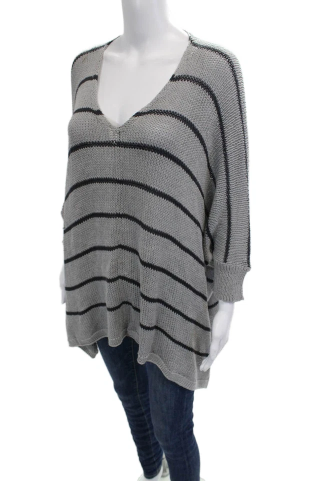 Suéter Pullover Unisex Madera Envíos Gris Manga 3/4 Rayas Talla Única Foto 2 de 4