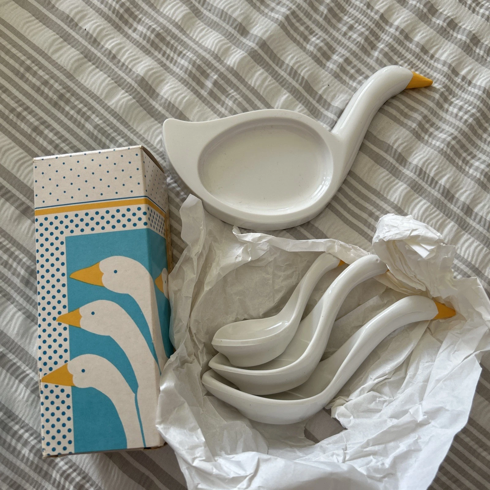 Vintage 1970s Avon 'Loving Spoonfuls' Goose Spoons & Rest BOXED
