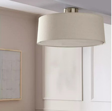 Ceiling Light Metal Flush Natural & Chrome Pendant Light - SHADE DENTED