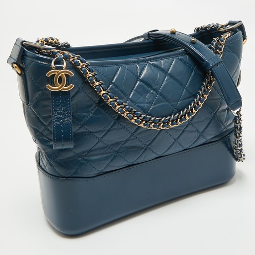 Chanel Blue Quilted Aged Leather Medium Gabrielle Hobo - Picture 3 of 10