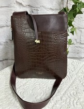 👜RADLEY Leather Medium Zip-Around Moc Croc Maroon Crossbody Bag, HARDLY USED👜