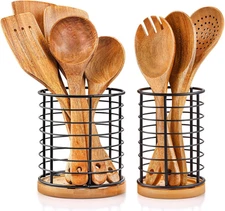 2 Pieces Utensil Holders, 5.1*5.1*5.8 and 3.7*3.7*5.8 Inches Kitchen Utensil Hol