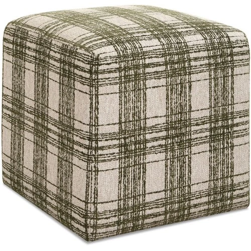 Uttermost 53065 Joie 18 inch Ireland Green Plaid Chenille Ottoman - Picture 1 of 5