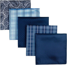 5 Piece Assorted Woven Microfiber Premium Pocket Square Gift Box Set