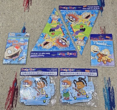 Vintage Rugrats Nickelodeon Party Invitations Banners Bundle Of 6