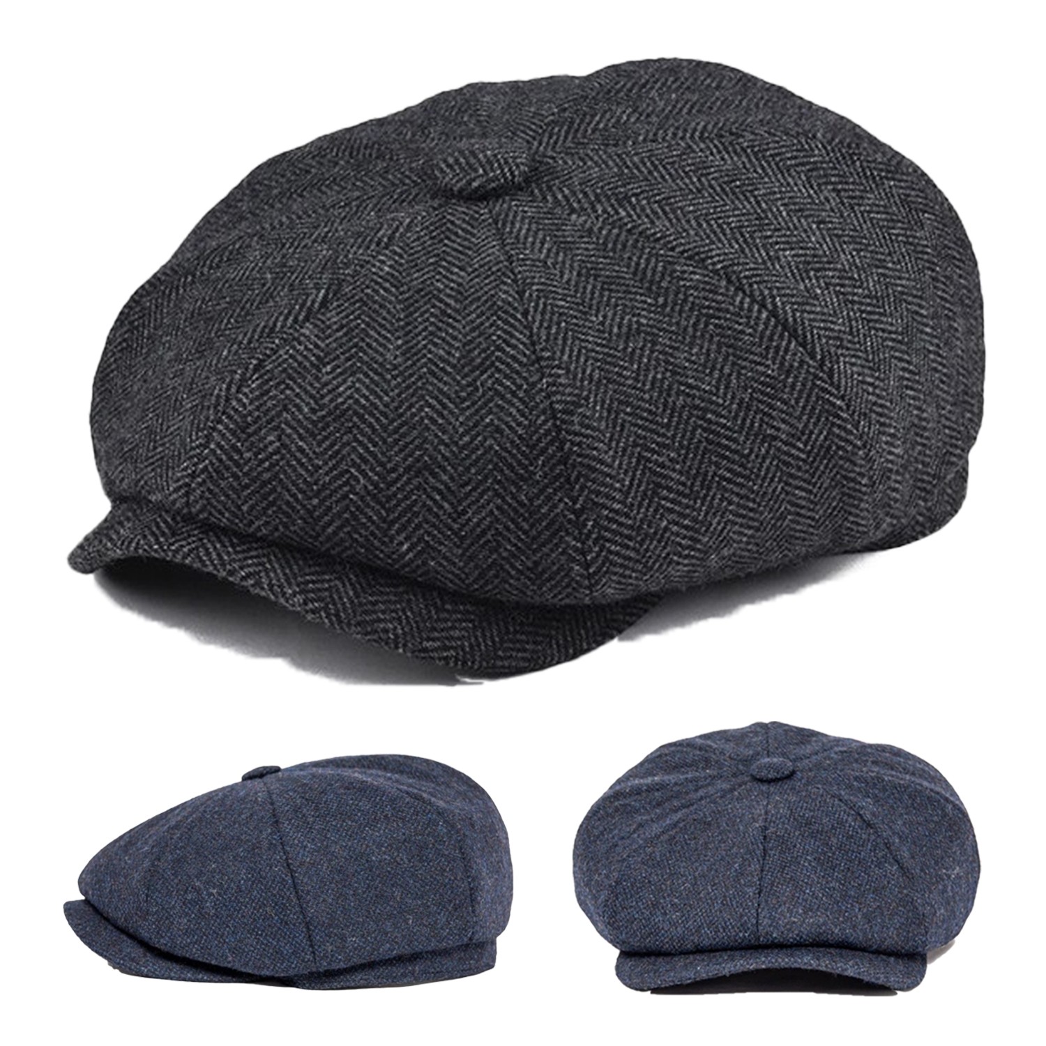 Gorro de globo para hombre gorro de lana gorro deslizante Gatsby gorro gorra octogonal