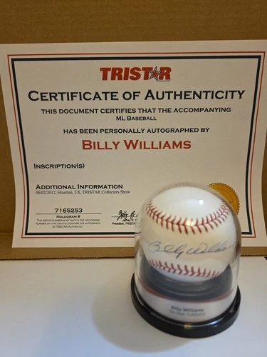 Billy Williams Signed MLB Baseball Tristar COA Chicago Cubs 7x All-Star HOFer