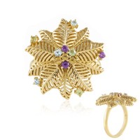 Cavill Damen Ring Sterlingsilber Vergoldet 0,40Ct Citrin Amethyst Topas Peridot