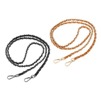 2Pcs 47'' Bag Chain with Bag Buckles (Black, Black & Brown, Gold)