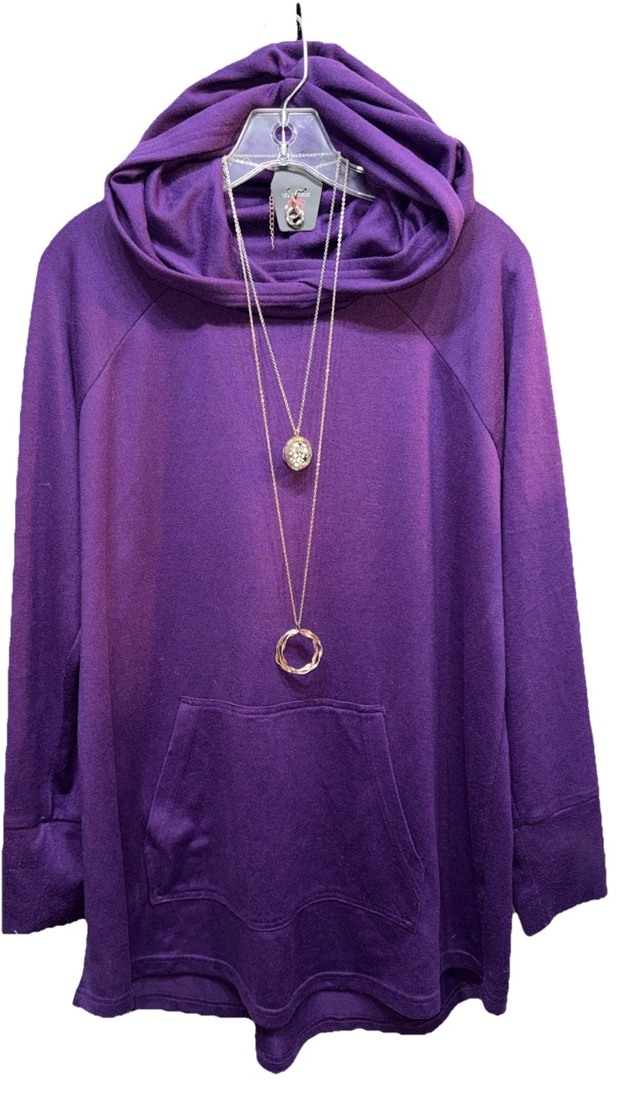 LuLaRoe XL Solid Purple HACCI Amber Hooded SWEATSHIRT Hoodie