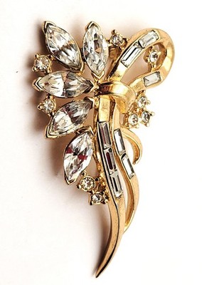 Vtg 1952 Gestempelt Trifari Pat #167,713 Von Alfred Philippe Klar Strass Brosche