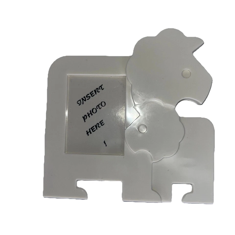 Marco de fotos de plástico magnético para mamá y bebé Tupperware elefante león blanco Foto 3 de 4