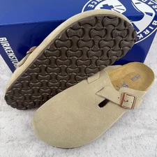 Birkenstock Boston Taupe Suede Soft Leather Footbed Shoes Clog Shoes Select Size