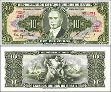 Brazil 10 Cruzeiros, 1953-1960 ND, P-159f, UNC