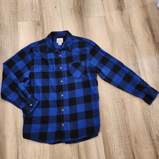 Field Stream Men s XL Blue Black Buffalo Plaid Flannel Shirt Long Sleeve