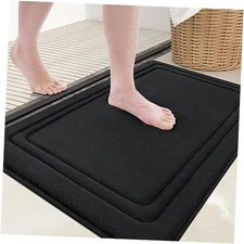  Memory Foam Bath Mat Rug 30x20, Ultra Soft, Non-Slip and 30" x 20" Black