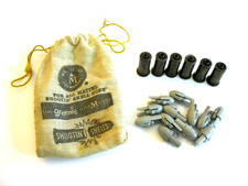 6 Mattel Shootin' Shells w/12 Gray Bullet Tips In Mattel Drawstring Bullet Pouch