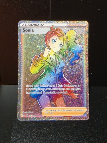 Pokemon S&S Rebel Clash Secret Rare Full Art Sonia Trainer Card 203/192