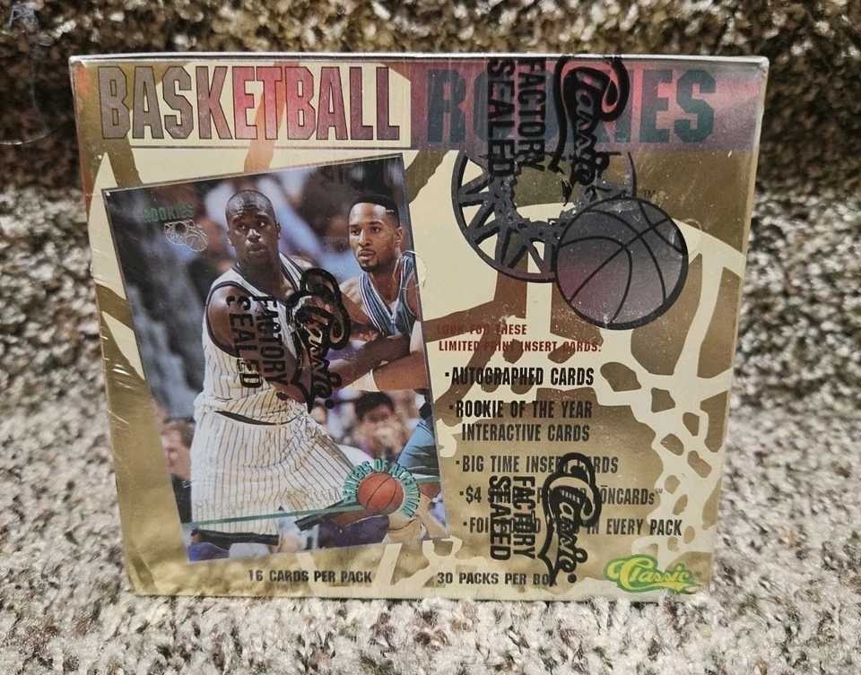 1995 Classic Rookies Autographs Basketball 30 Packs Sealed GOLD BOX! Shaq RC - Image 2 of 3