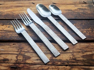 RARE Vintage JC Penney AZTEC  Stainless Flatware Set 1980s Geometric JCP 1990s 
