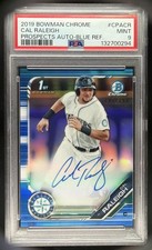 CAL RALEIGH 2022 BOWMAN ROOKIE BLUE REFRACTOR #/150 RC AUTO PSA 9 - MARINERS