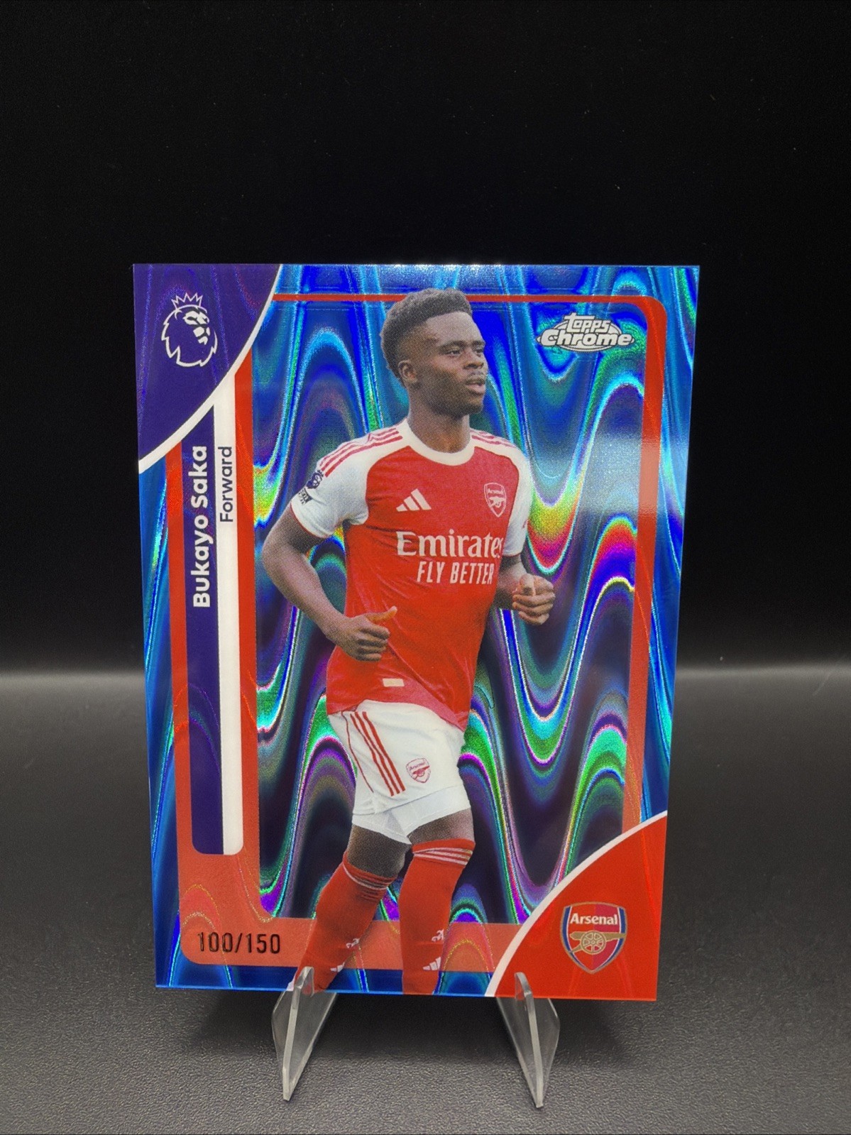 BUKAYO SAKA 2026 Topps Chrome Premier League Blue RayWave Refractor /150 Arsenal view 3