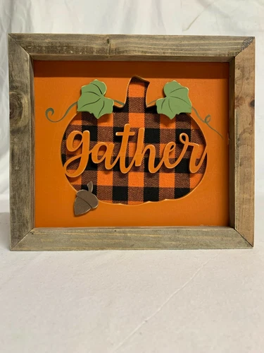 The Hearthside Collection Gather in Pumpkin with Wood Frame 9 x 8 in 35021 New