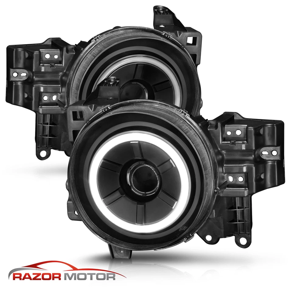 [LED Halo]For 2007-2014 Toyota FJ Cruiser Black LED Headlights Pair - Image 3 of 4