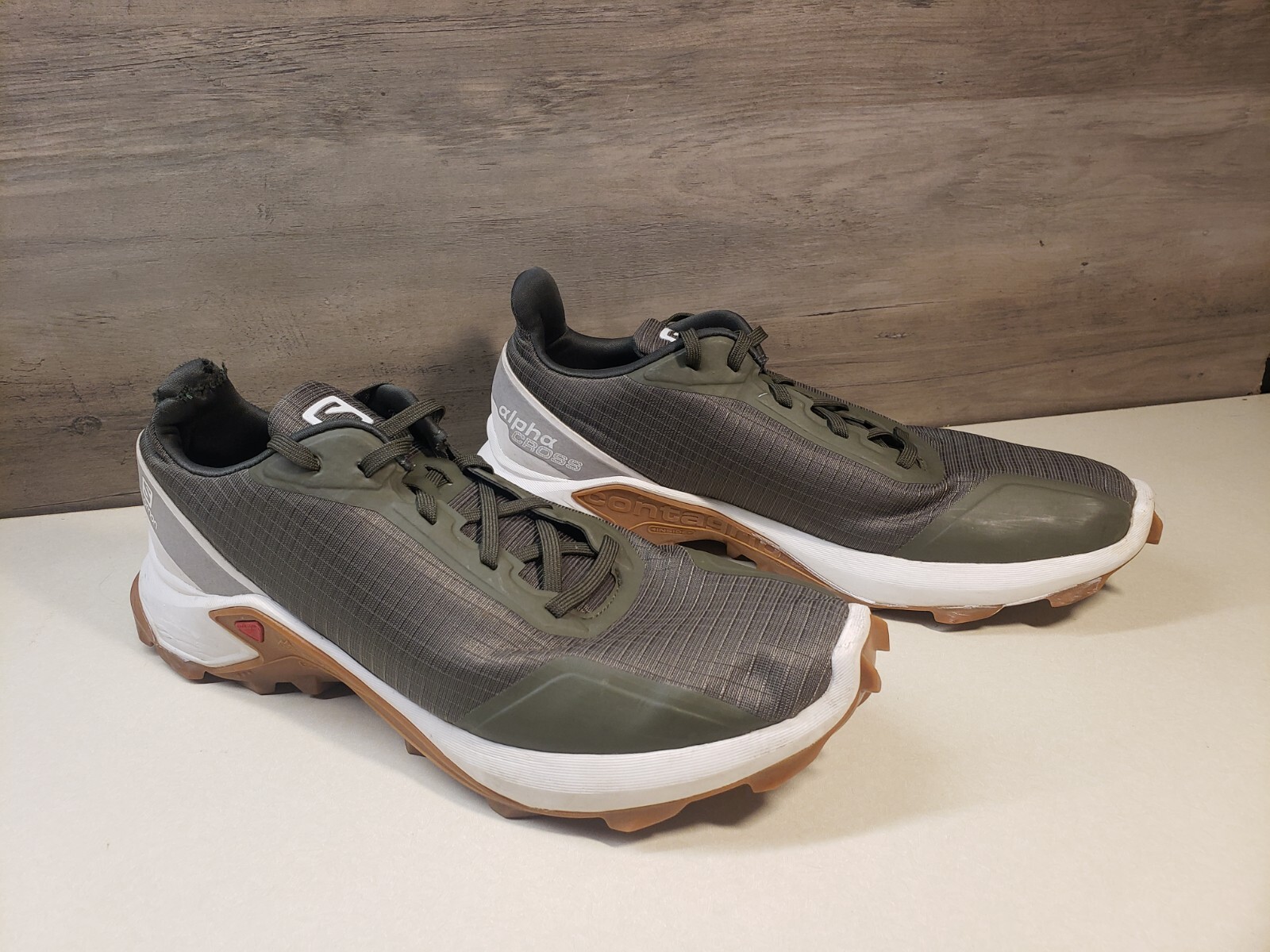 Sneakers Salomon uomo AlphaCross tessuto oliva trail outdoor escursionismo corsa tg 9 5