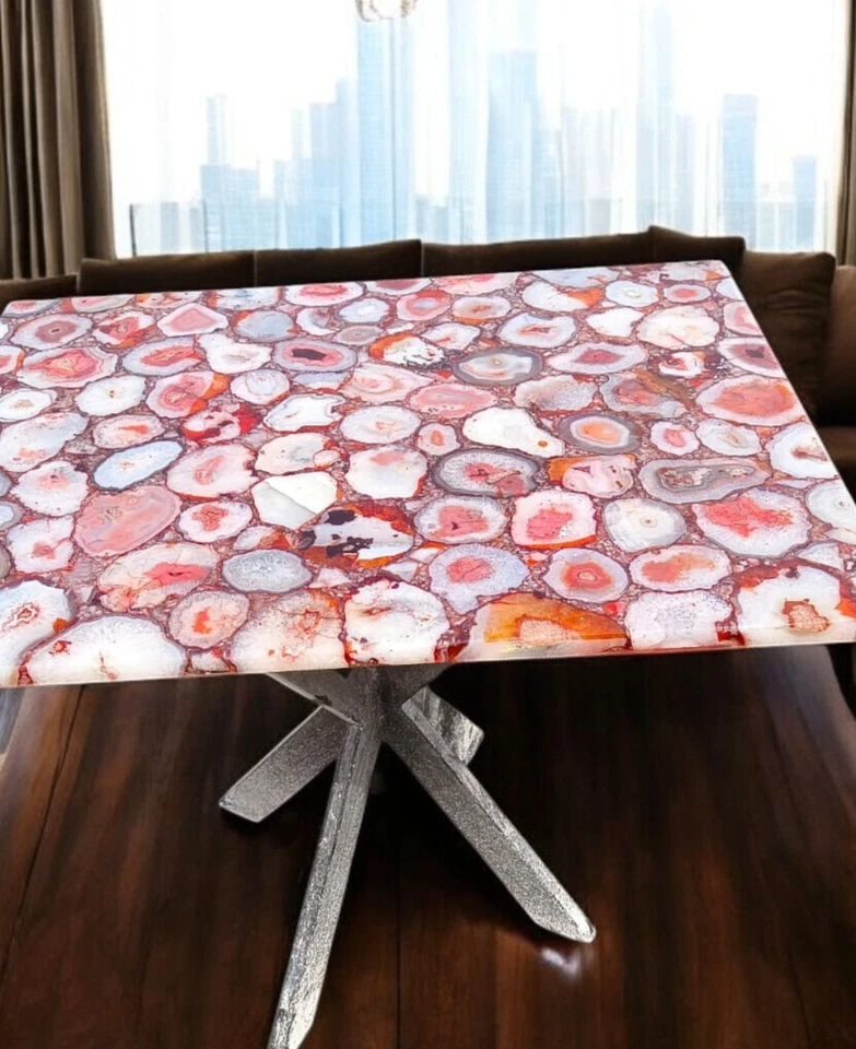 36"x24" Agate Stone Dining Table Top Handmade Console Furniture Hallway & Bar De - Image 3 of 4