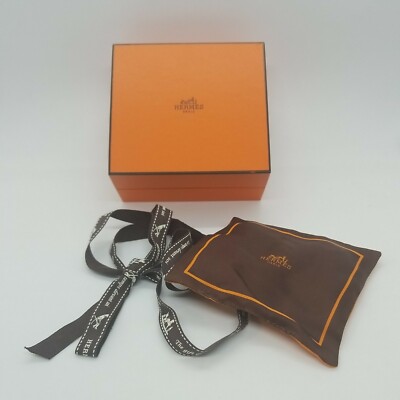 EUC Authentic Hermes Empty Hindged Perfume Box, Satin Pillow & Ribbon