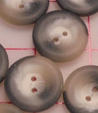 10 Vintage Italian Round 2 Hole Buttons Blended Grey Smoke & Parchment 1"  25mm