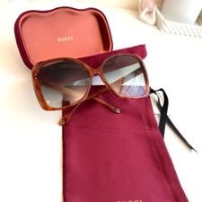 Gucci Havana Brown / Green Butterfly Shape Sunglasses