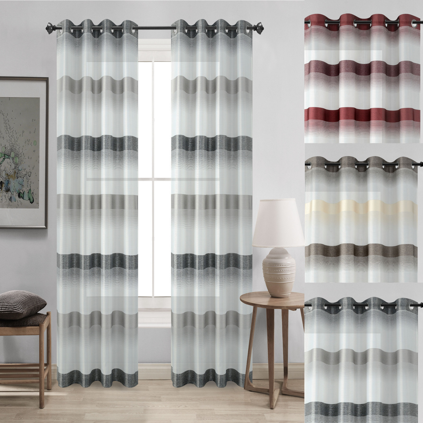 "Jupiter" Voile Net Curtain Eyelet Ring Top Panel eBay